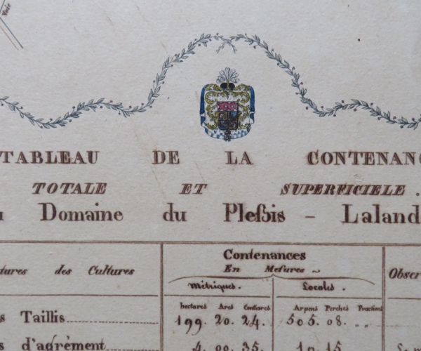 Frankrijk, Parijs, Plessis-Trévise; "Plan Du Domaine Du Plessis Lalande (..) Appartenant à son Excellence Monseigneur Le Duc de Trévise Maréchal et Pair de France." (verkocht)